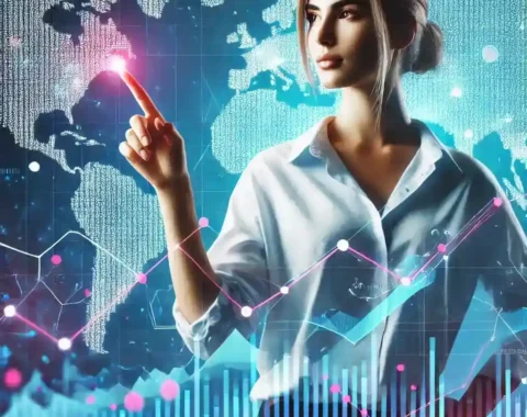 Professional multi-monitor trading station with real-time stock market candlestick charts.